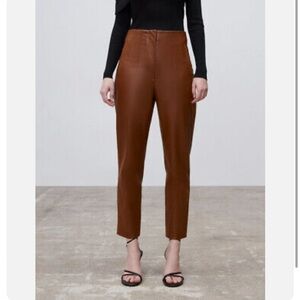 ZARA high waisted brown vegan leather pants